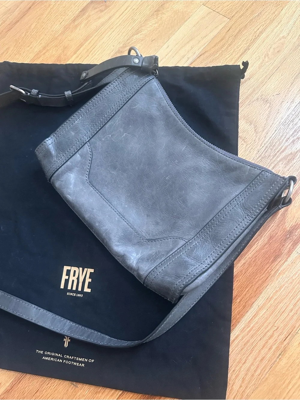 Frye Melissa Charcoal Gray Leather Crossbody Bag